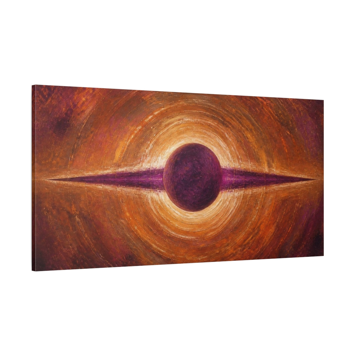 Side Mockup 2. Purple Orb Eclipse shown as canvas print