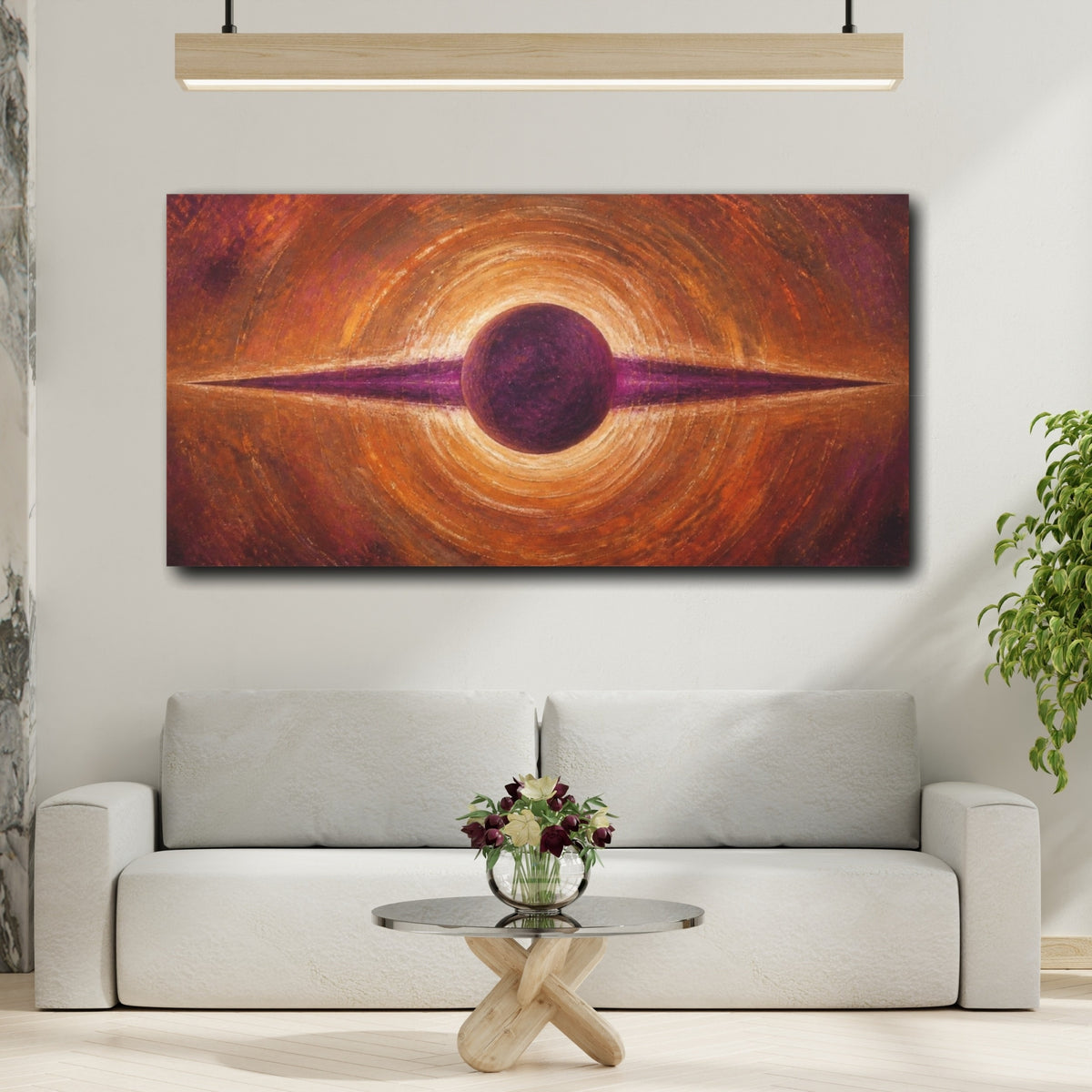 Mockup 2. Purple Orb Eclipse shown as canvas print