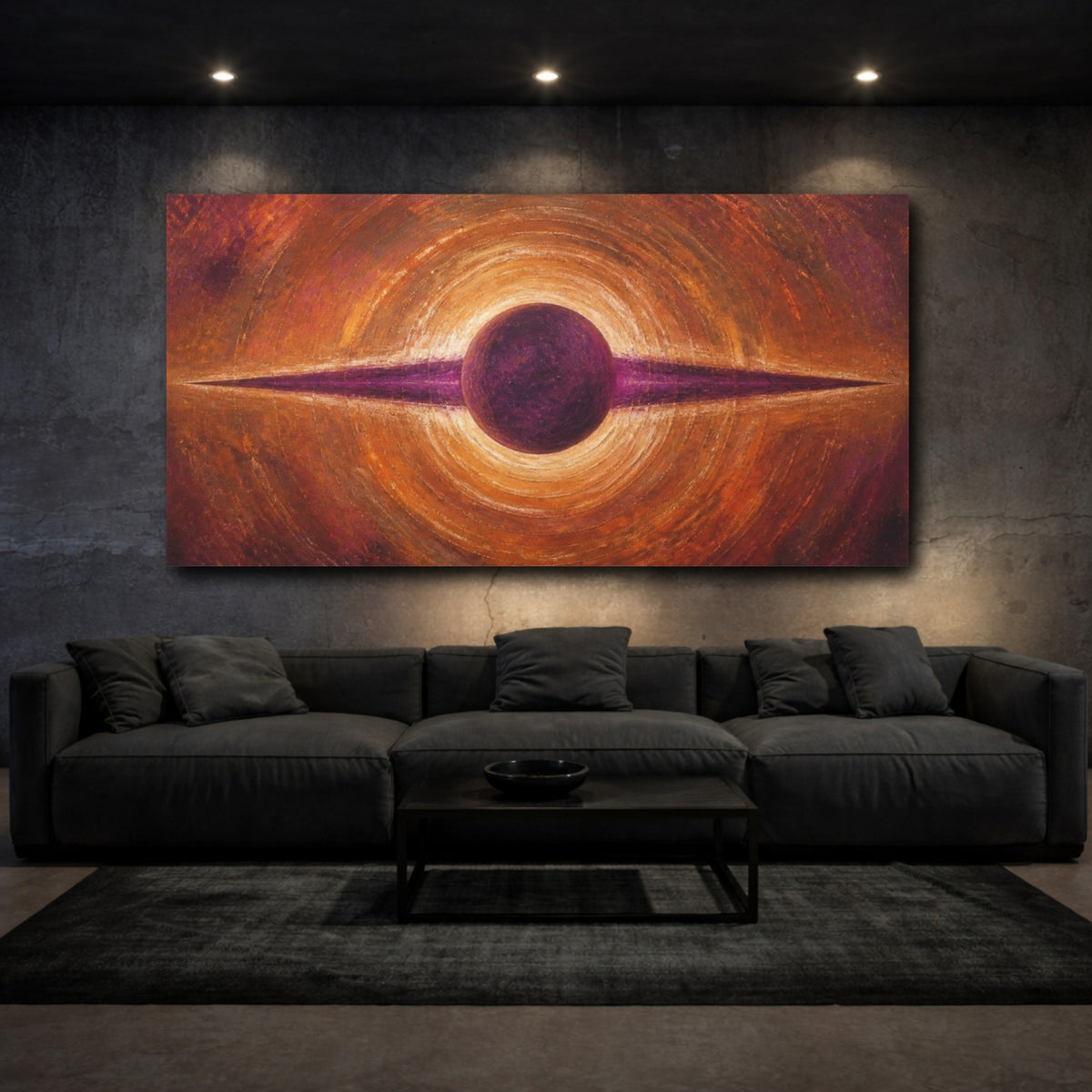 Mockup 3. Purple Orb Eclipse shown as canvas print