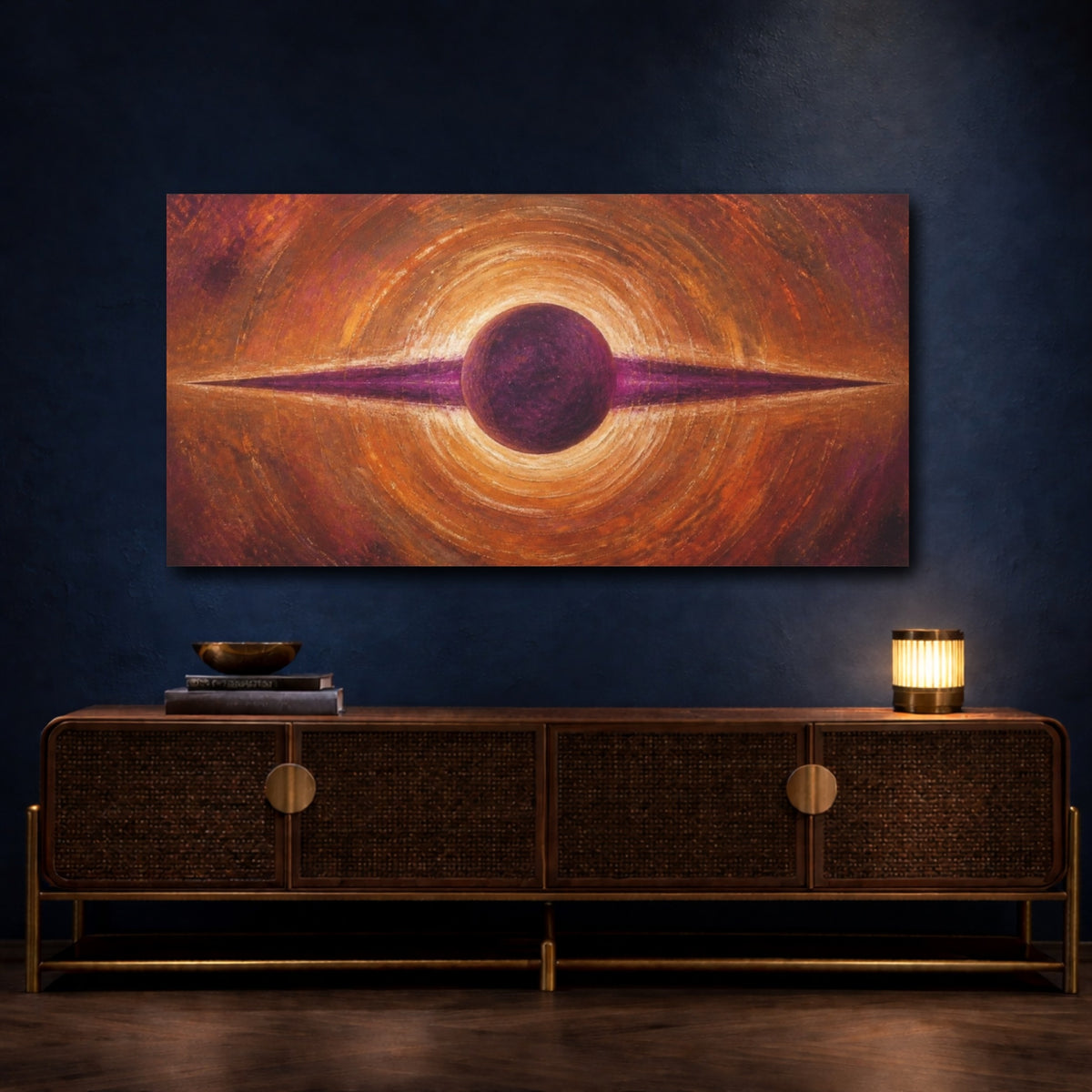 Mockup 4. Purple Orb Eclipse shown as canvas print