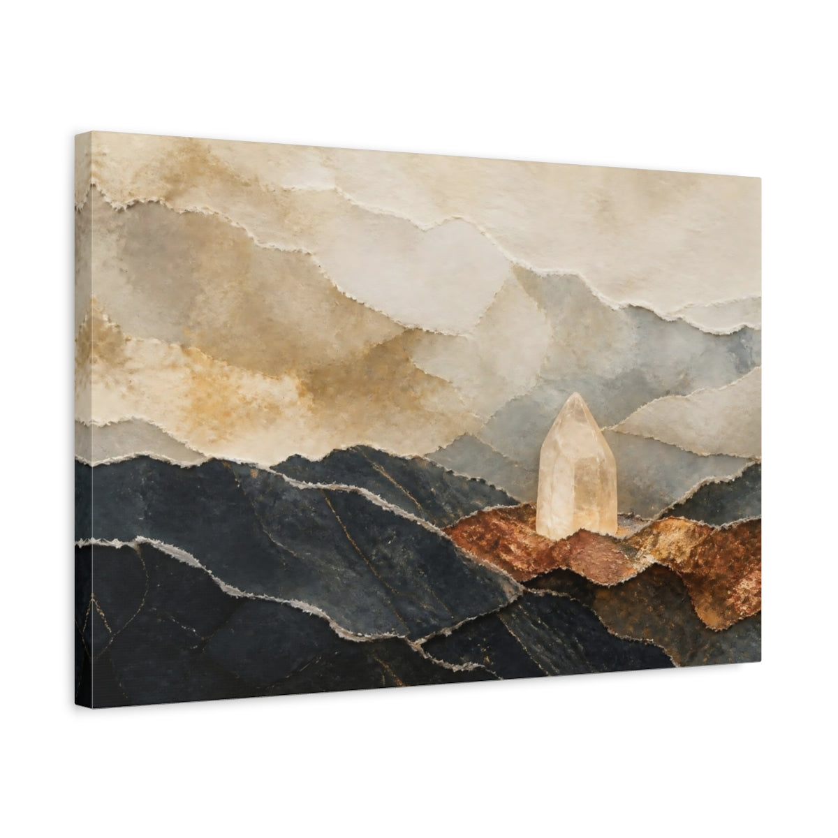 Side Mockup 3. Quartz Crystal Landscape shown as canvas print