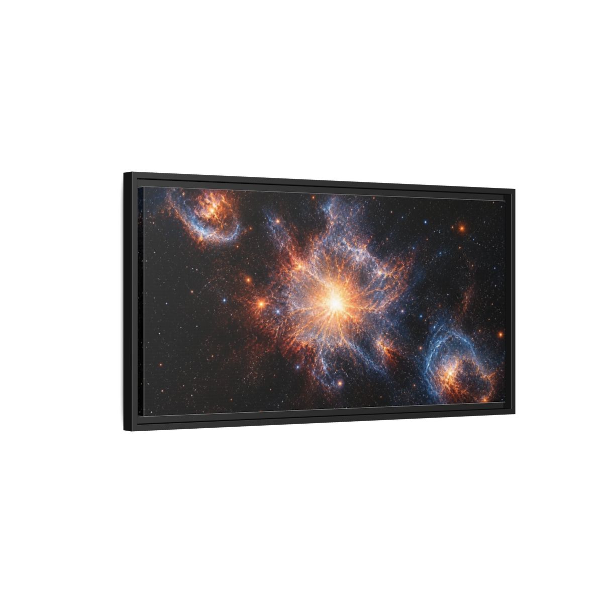 Side Mockup 2. Radiant Supernova Bloom shown as framed canvas print