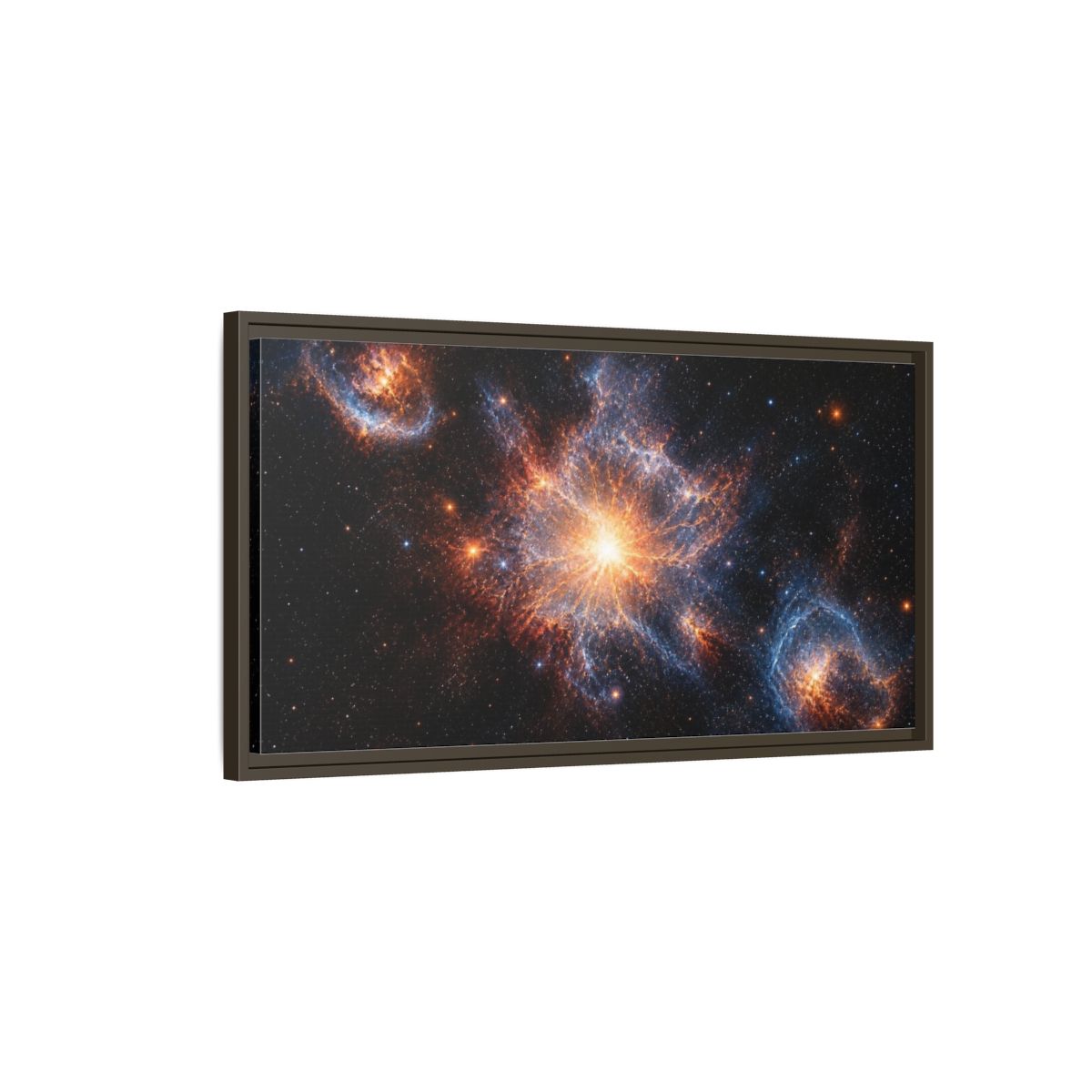 Main Mockup. Radiant Supernova Bloom shown as framed canvas print