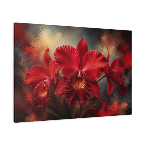 Main Mockup. Red Orchid Floral Elegance shown as canvas print