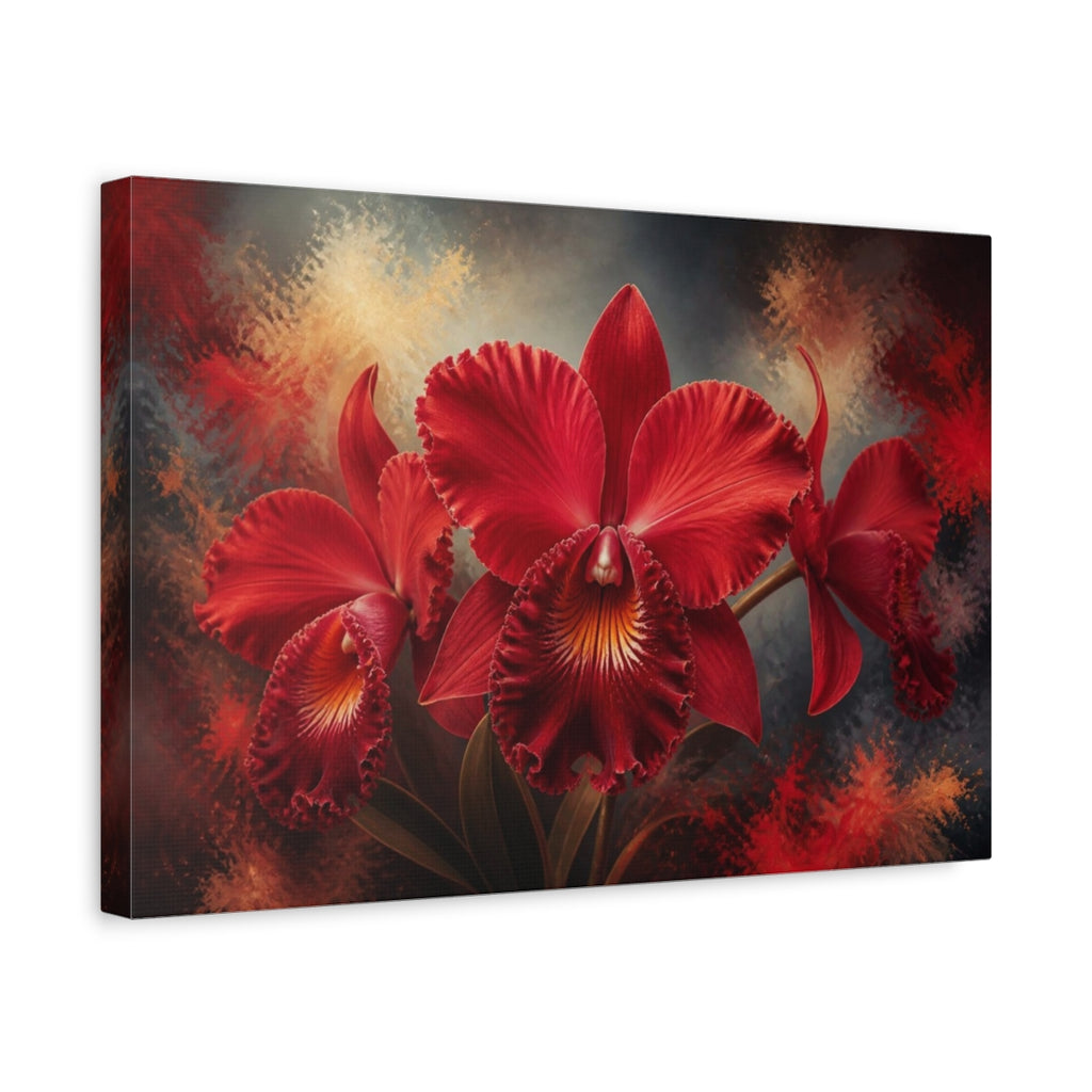 Side Mockup 4. Red Orchid Floral Elegance shown as canvas print