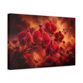 Side Mockup 4. Red Orchid Flower Drama shown as canvas print