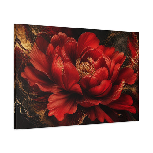 Main Mockup. Red Peony Flower shown as canvas print