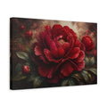 Side Mockup 4. Red Peony Flower shown as canvas print