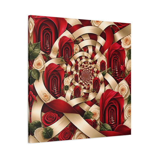 Main Mockup. Red Rose Illusion shown as canvas print
