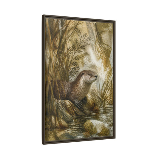 Main Mockup. River Otter Nature Study shown as framed canvas print