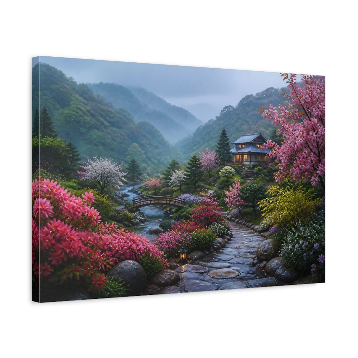 Side Mockup 3. Riverside House Landscape shown as canvas print
