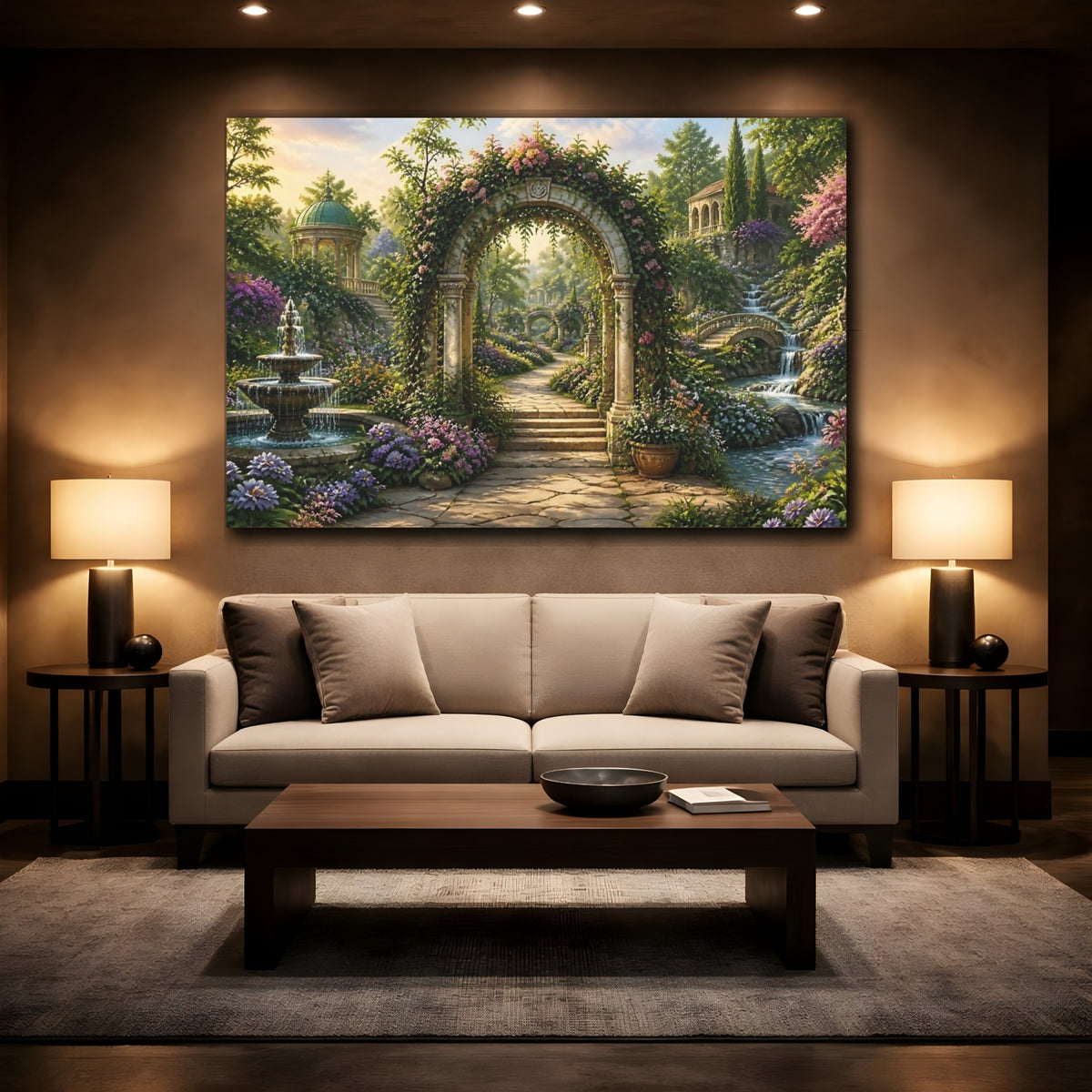Mockup 2. Rose-Covered Garden Arch shown as canvas print