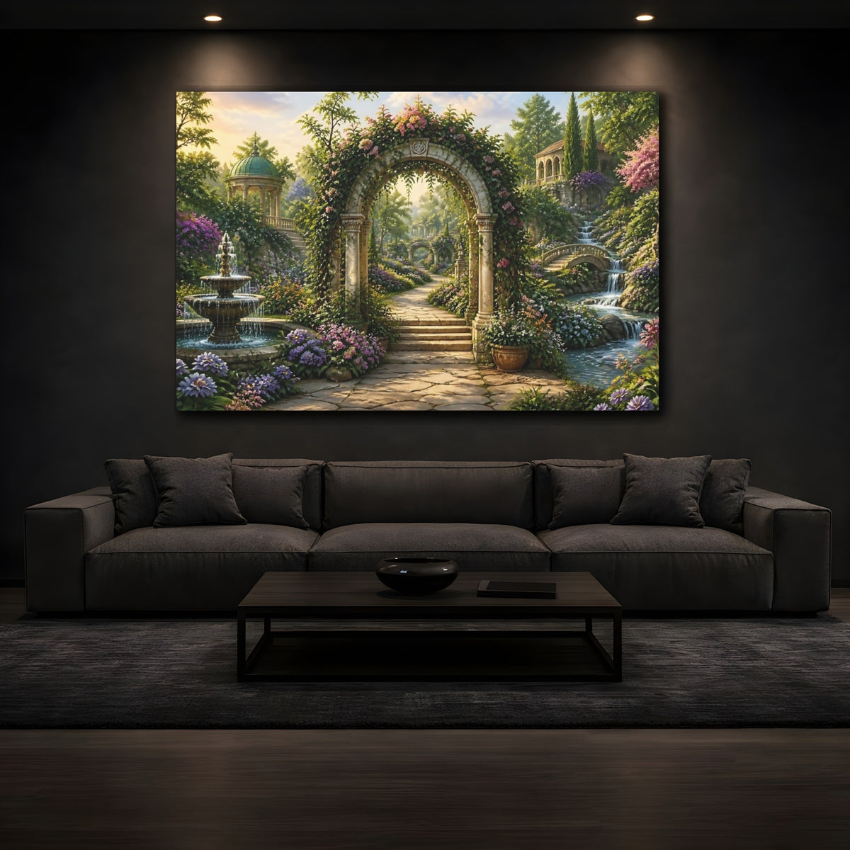 Mockup 3. Rose-Covered Garden Arch shown as canvas print