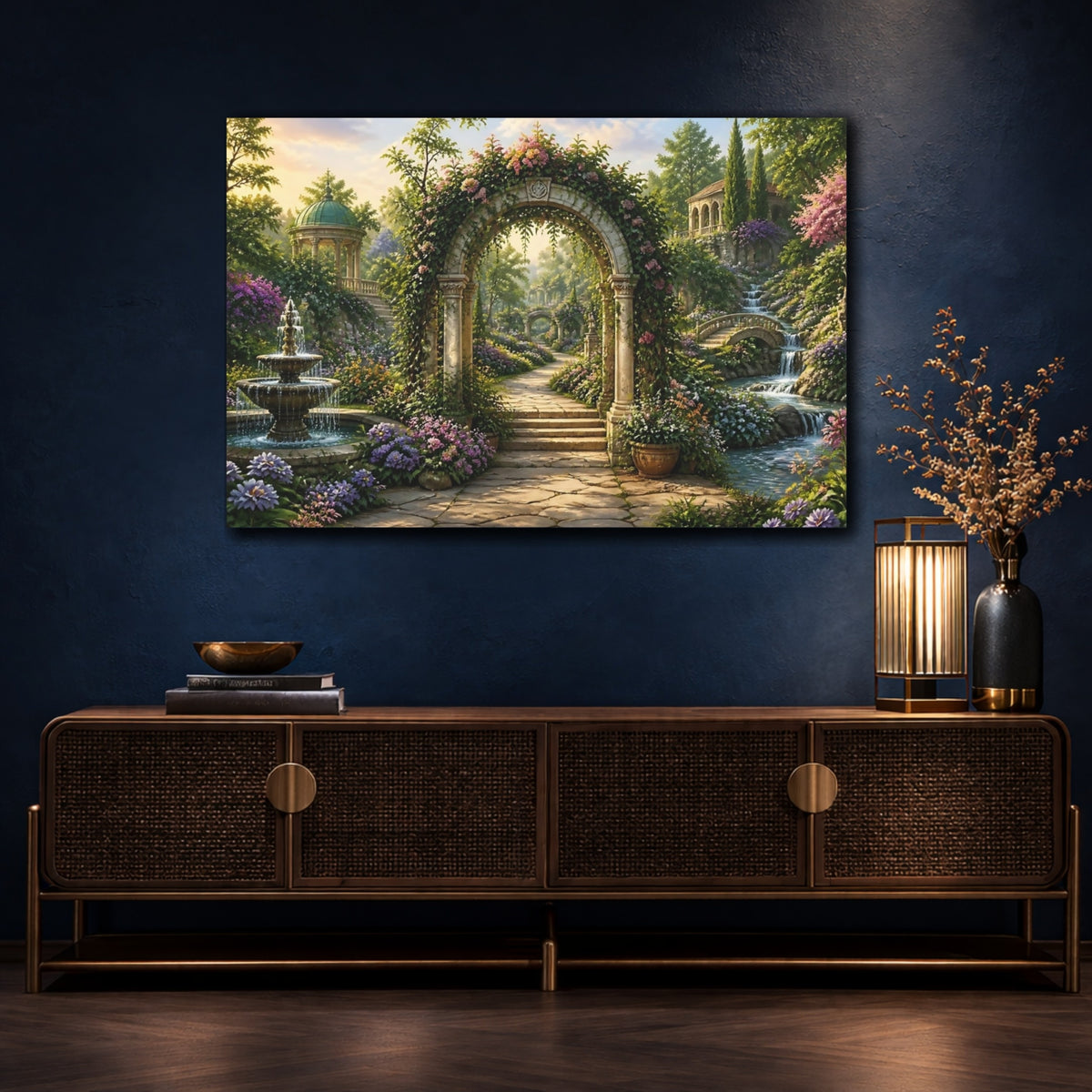 Mockup 4. Rose-Covered Garden Arch shown as canvas print