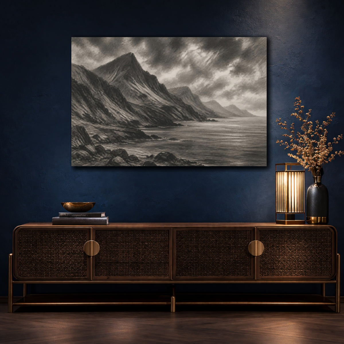 Mockup 4. Rugged Coastal Landscape shown as canvas print
