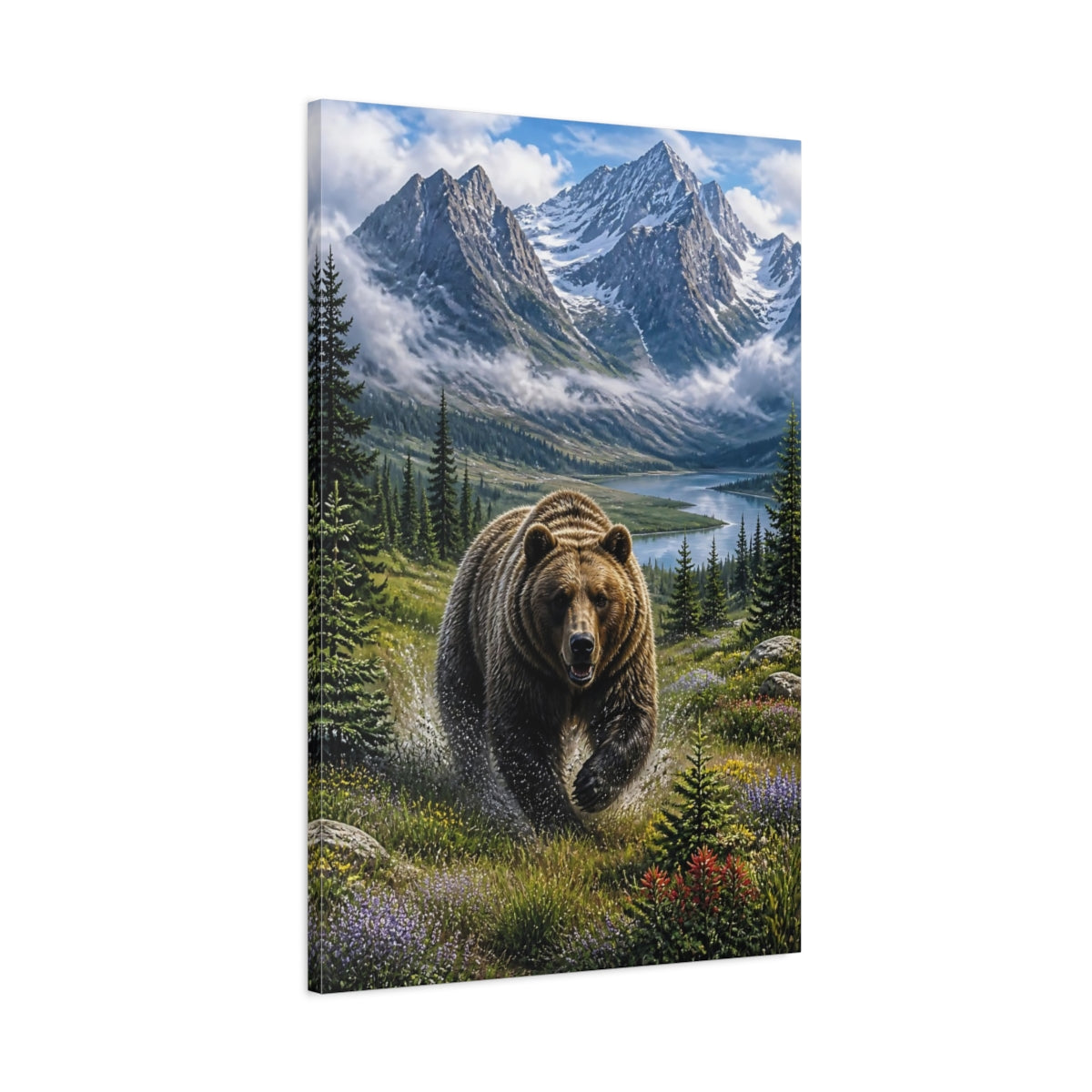 Main Mockup. Running Grizzly Animals shown as canvas print