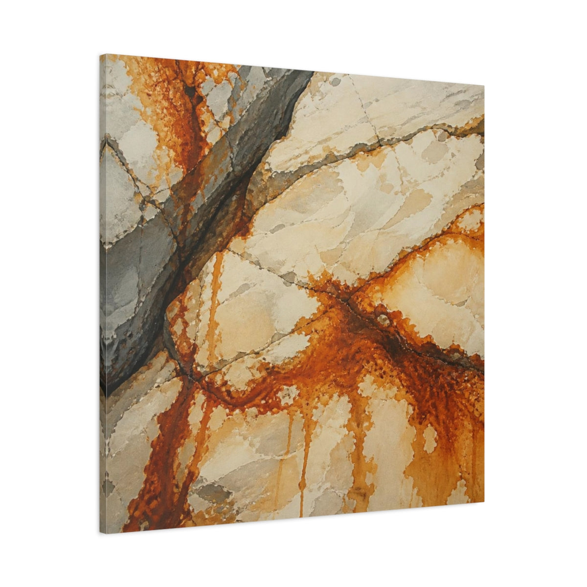 Side Mockup 1. Rusted Stone Veins shown as canvas print