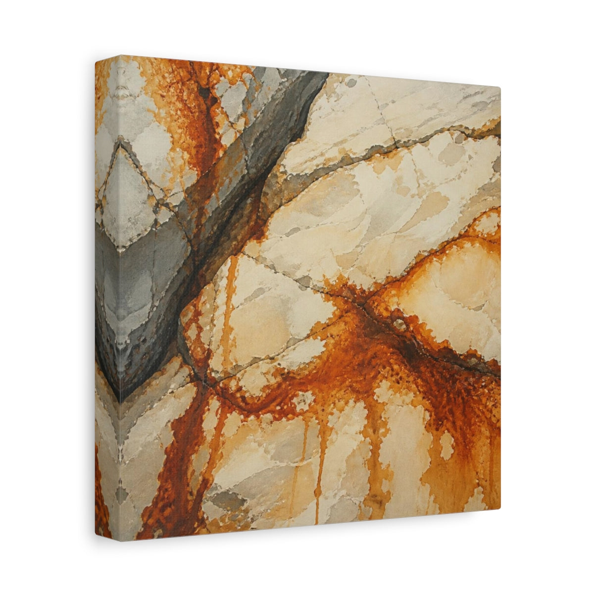 Side Mockup 9. Rusted Stone Veins shown as canvas print