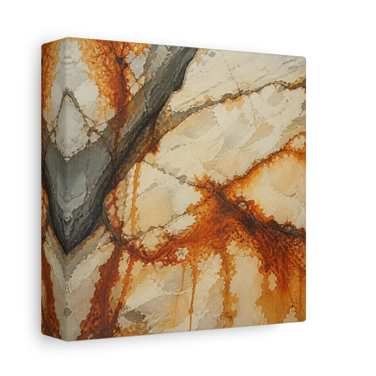 Side Mockup 2. Rusted Stone Veins shown as canvas print
