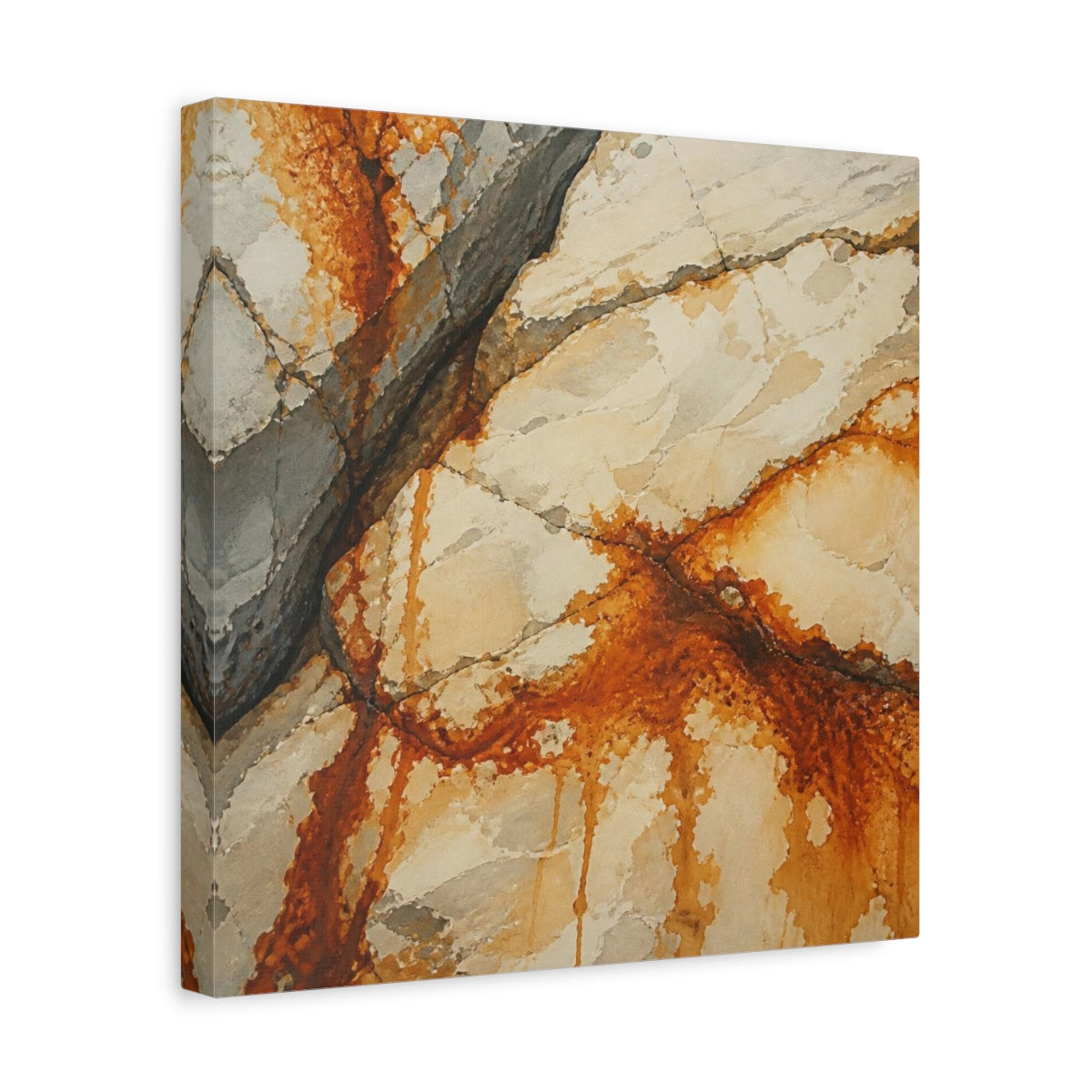 Side Mockup 7. Rusted Stone Veins shown as canvas print