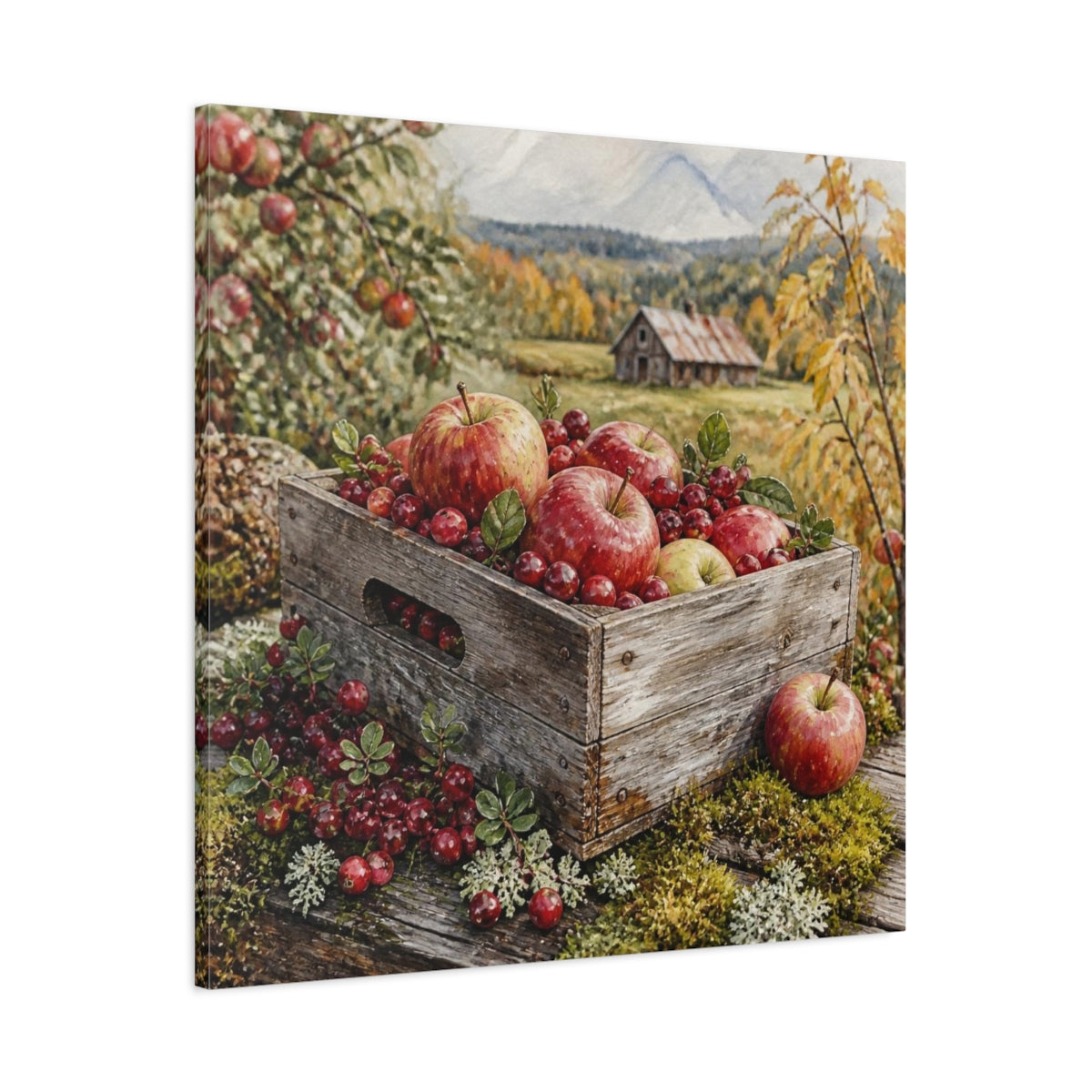 Main Mockup. Rustic Apple Crate shown as canvas print