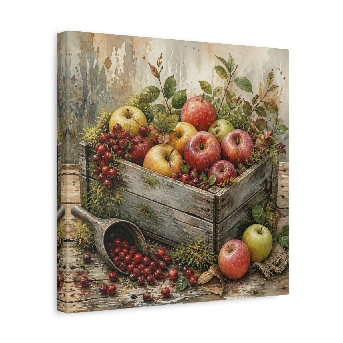 Side Mockup 7. Rustic Apple Crate shown as canvas print