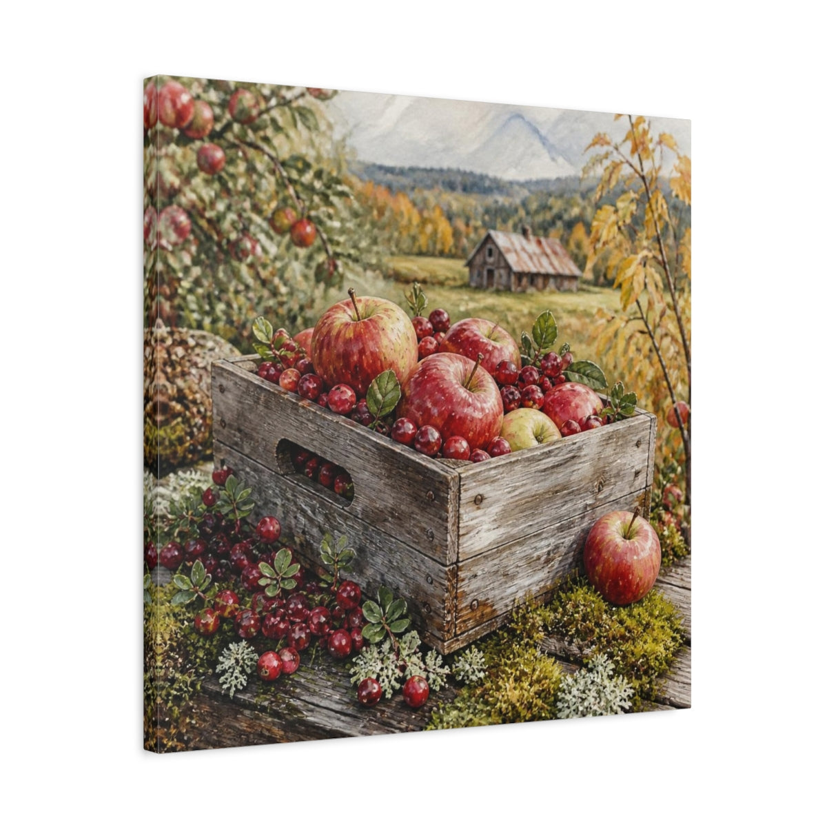 Side Mockup 4. Rustic Apple Crate shown as canvas print