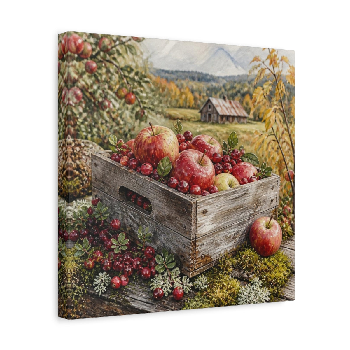 Side Mockup 7. Rustic Apple Crate shown as canvas print