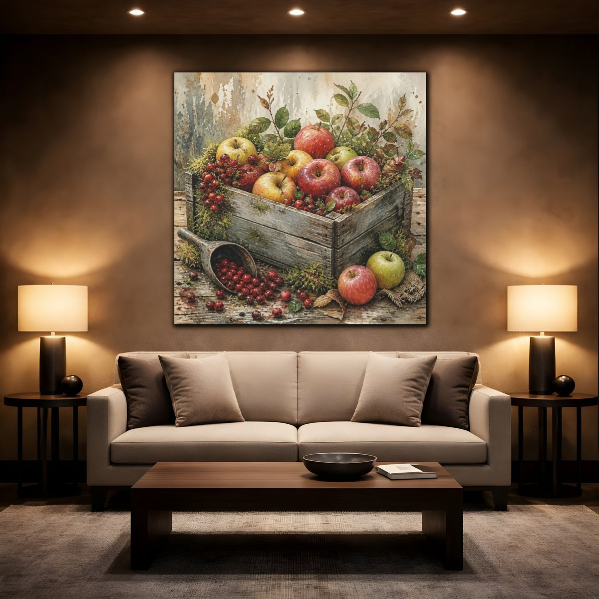 Mockup 2. Rustic Apple Crate shown as canvas print