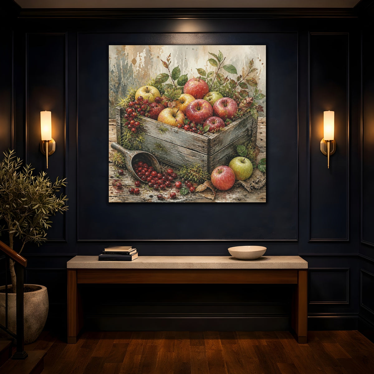 Mockup 4. Rustic Apple Crate shown as canvas print