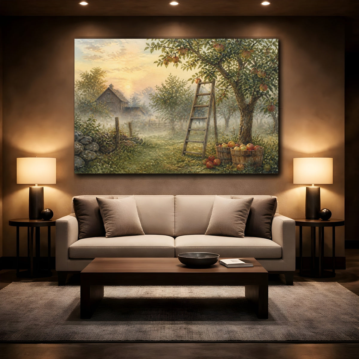 Mockup 2. Rustic Apple Orchard Ladder shown as canvas print