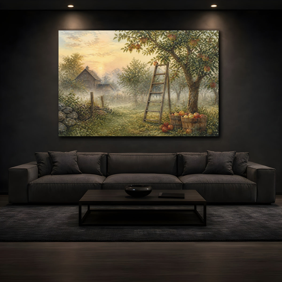 Mockup 3. Rustic Apple Orchard Ladder shown as canvas print
