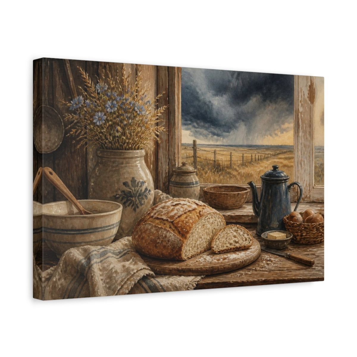 Side Mockup 4. Rustic Bread Loaf shown as canvas print
