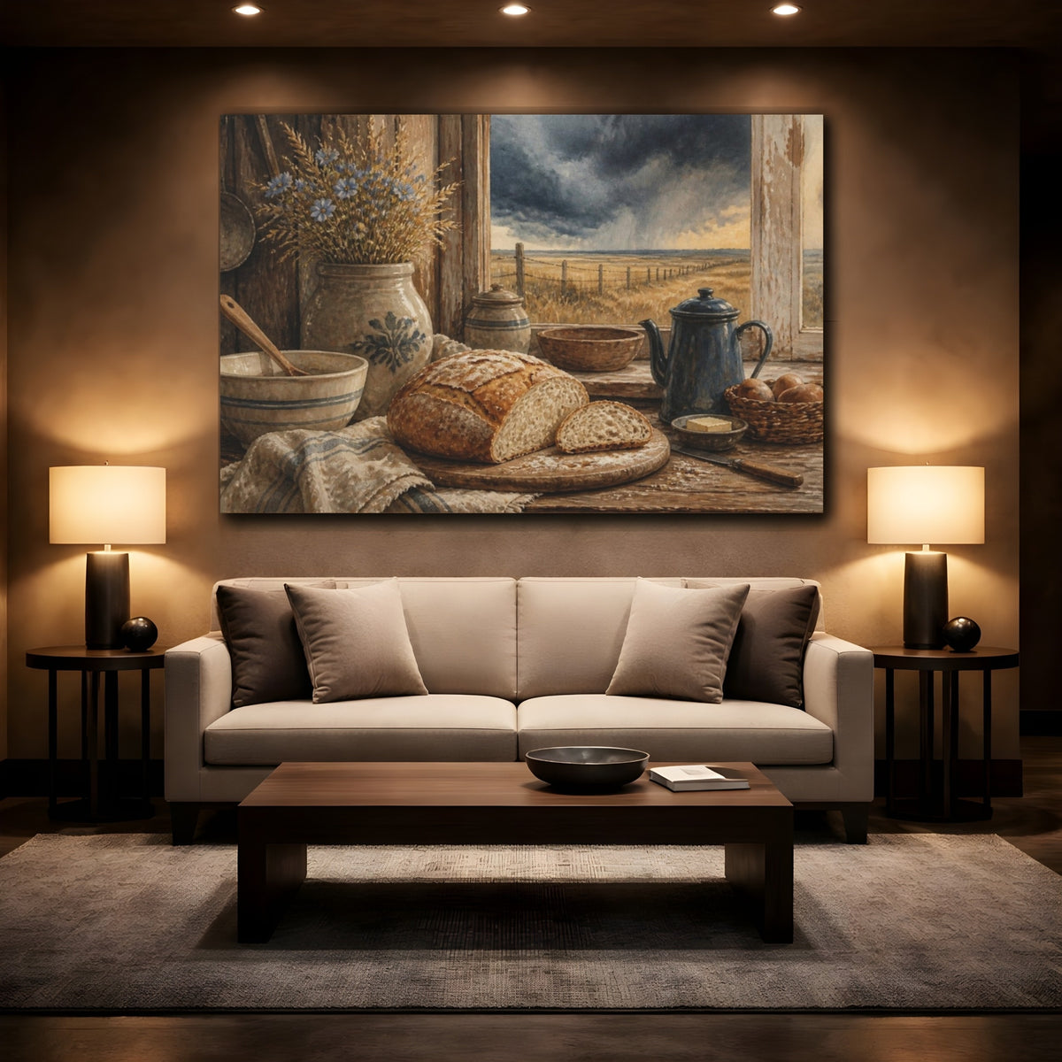 Mockup 2. Rustic Bread Loaf shown as canvas print