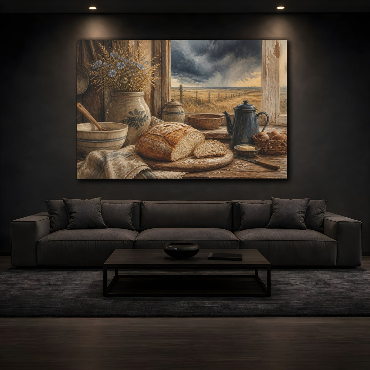Mockup 3. Rustic Bread Loaf shown as canvas print