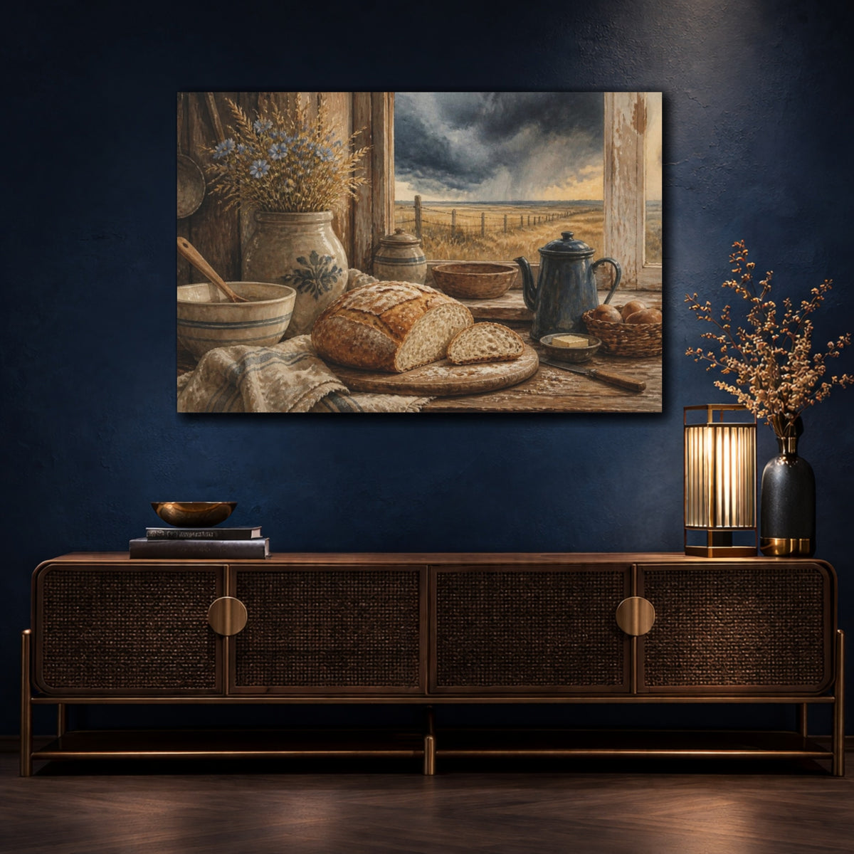 Mockup 4. Rustic Bread Loaf shown as canvas print