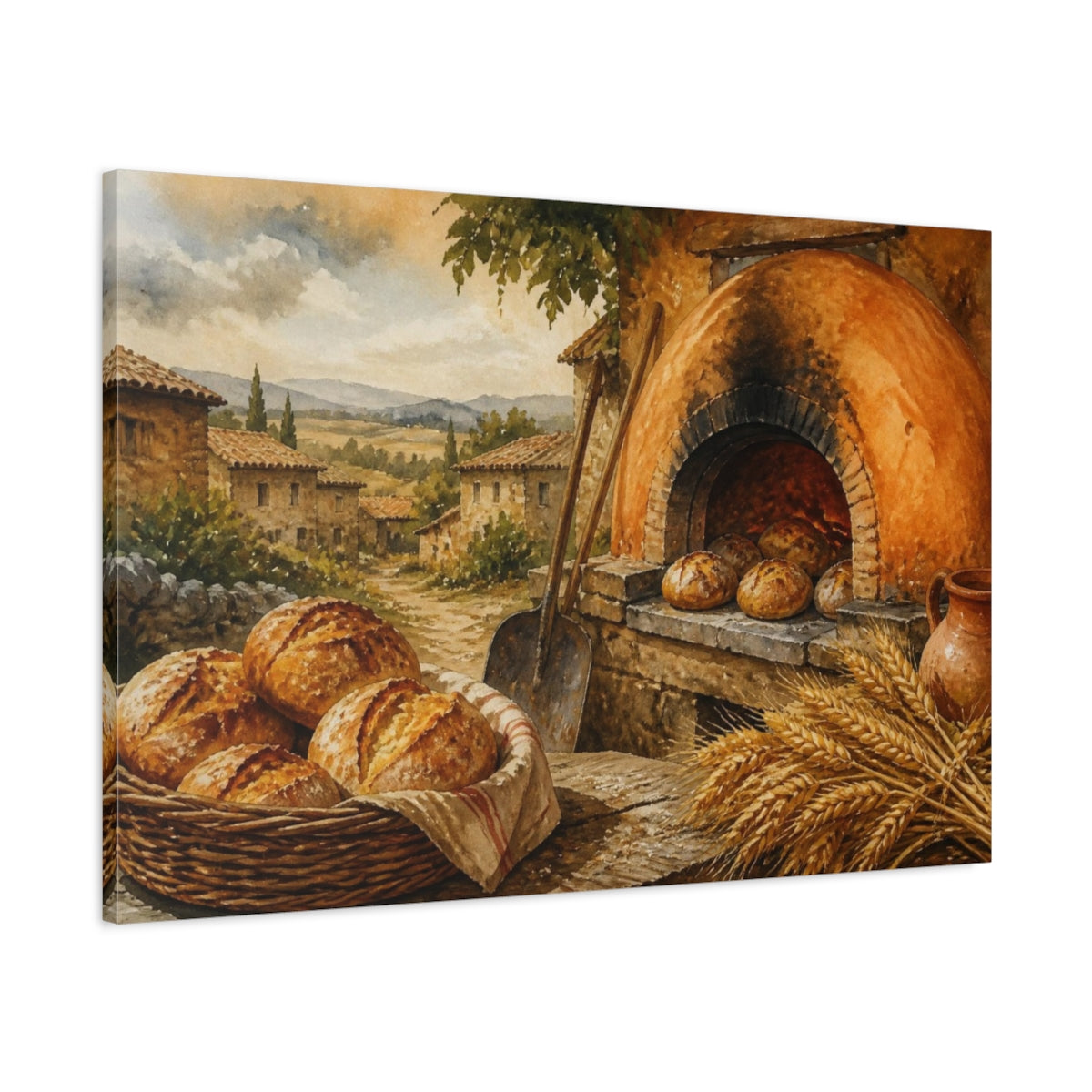Main Mockup. Rustic Bread Oven shown as canvas print