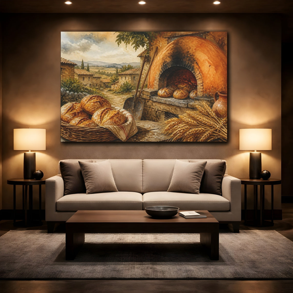 Mockup 2. Rustic Bread Oven shown as canvas print
