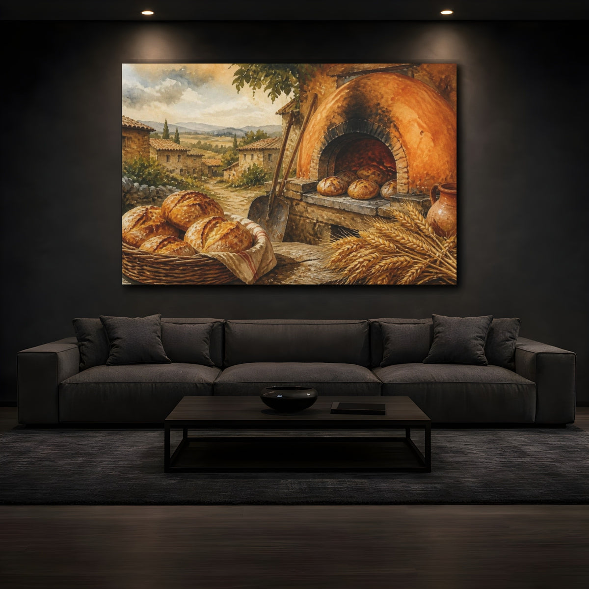 Mockup 3. Rustic Bread Oven shown as canvas print