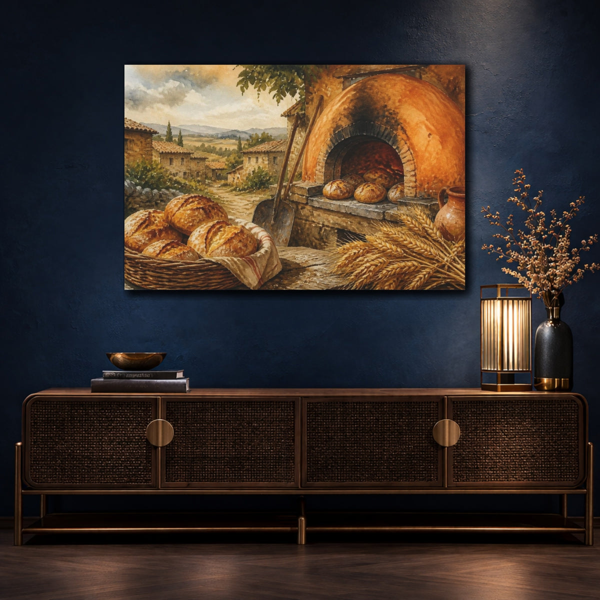 Mockup 4. Rustic Bread Oven shown as canvas print