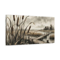 Side Mockup 3. Rustic Cattail Boardwalk shown as canvas print