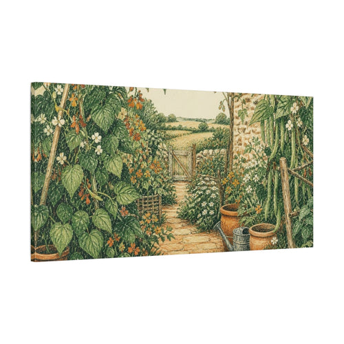 Main Mockup. Rustic Cottage Garden Path shown as canvas print