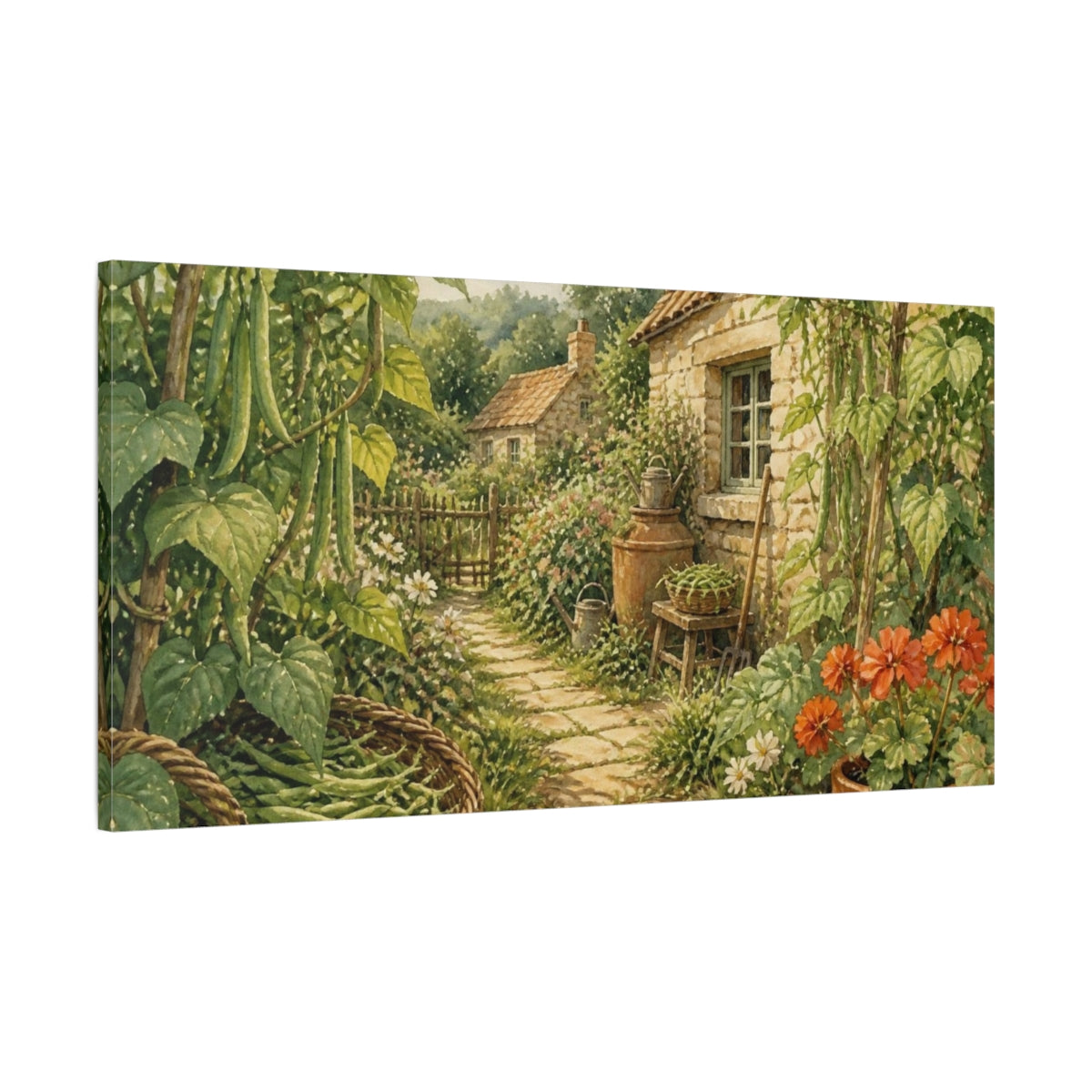 Main Mockup. Rustic Cottage Garden Path shown as canvas print