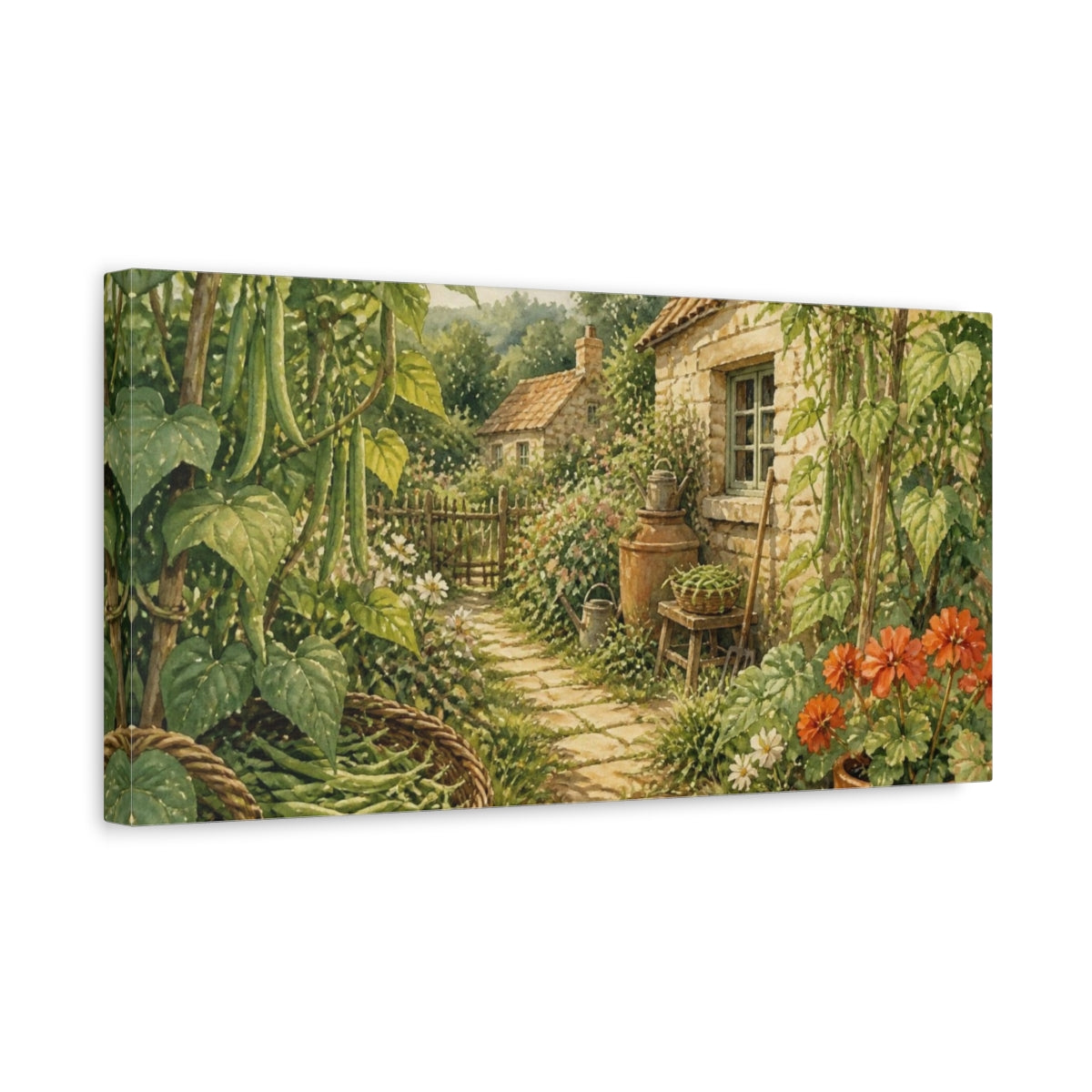 Side Mockup 3. Rustic Cottage Garden Path shown as canvas print