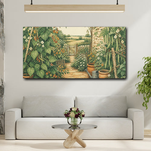 Mockup 2. Rustic Cottage Garden Path shown as canvas print