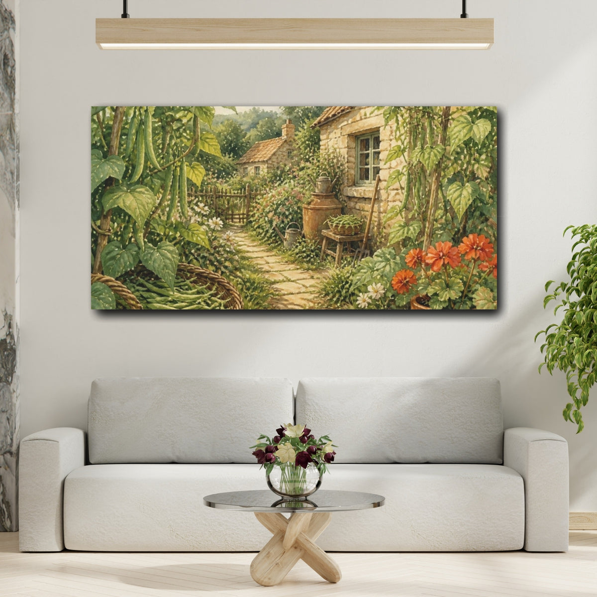 Mockup 2. Rustic Cottage Garden Path shown as canvas print