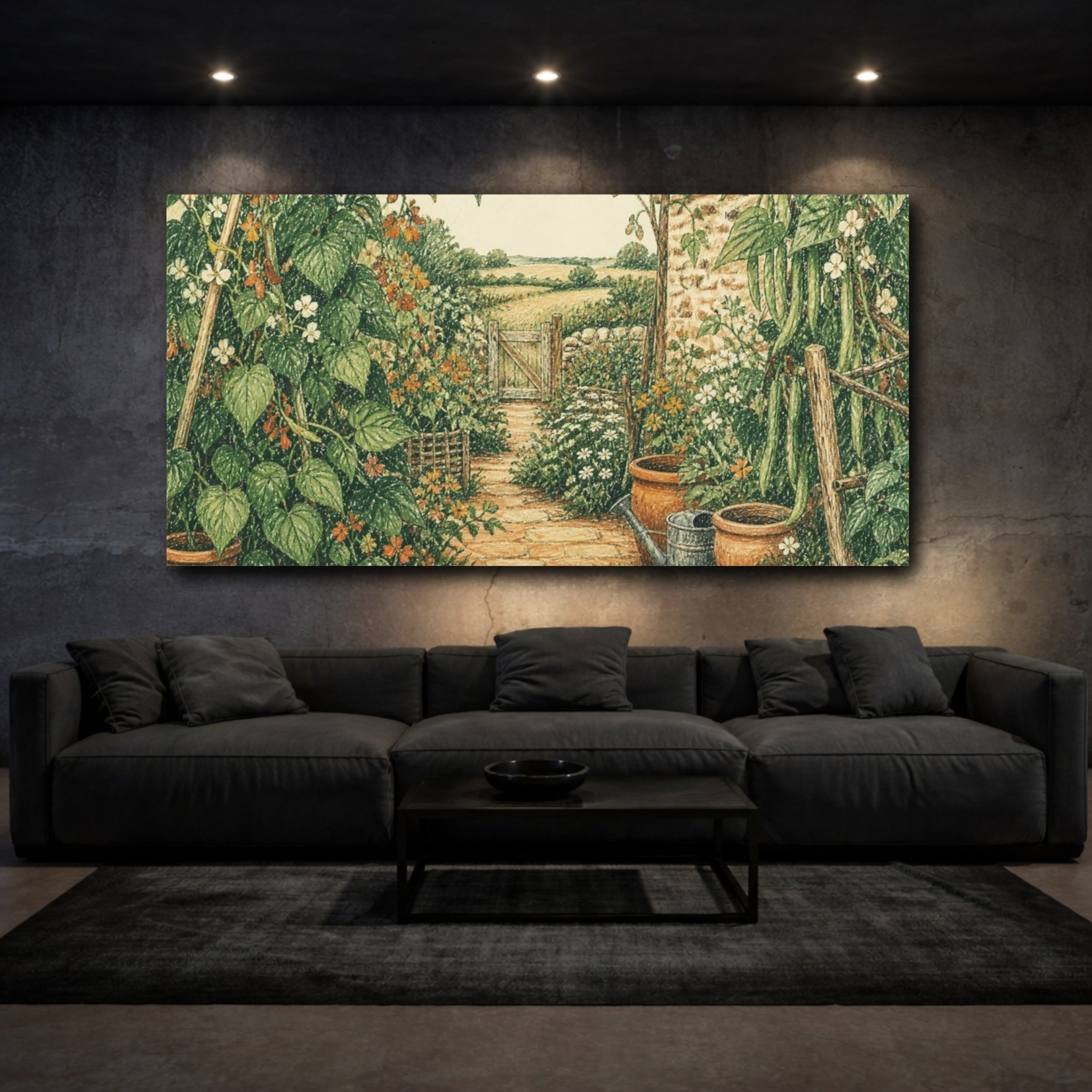 Mockup 3. Rustic Cottage Garden Path shown as canvas print