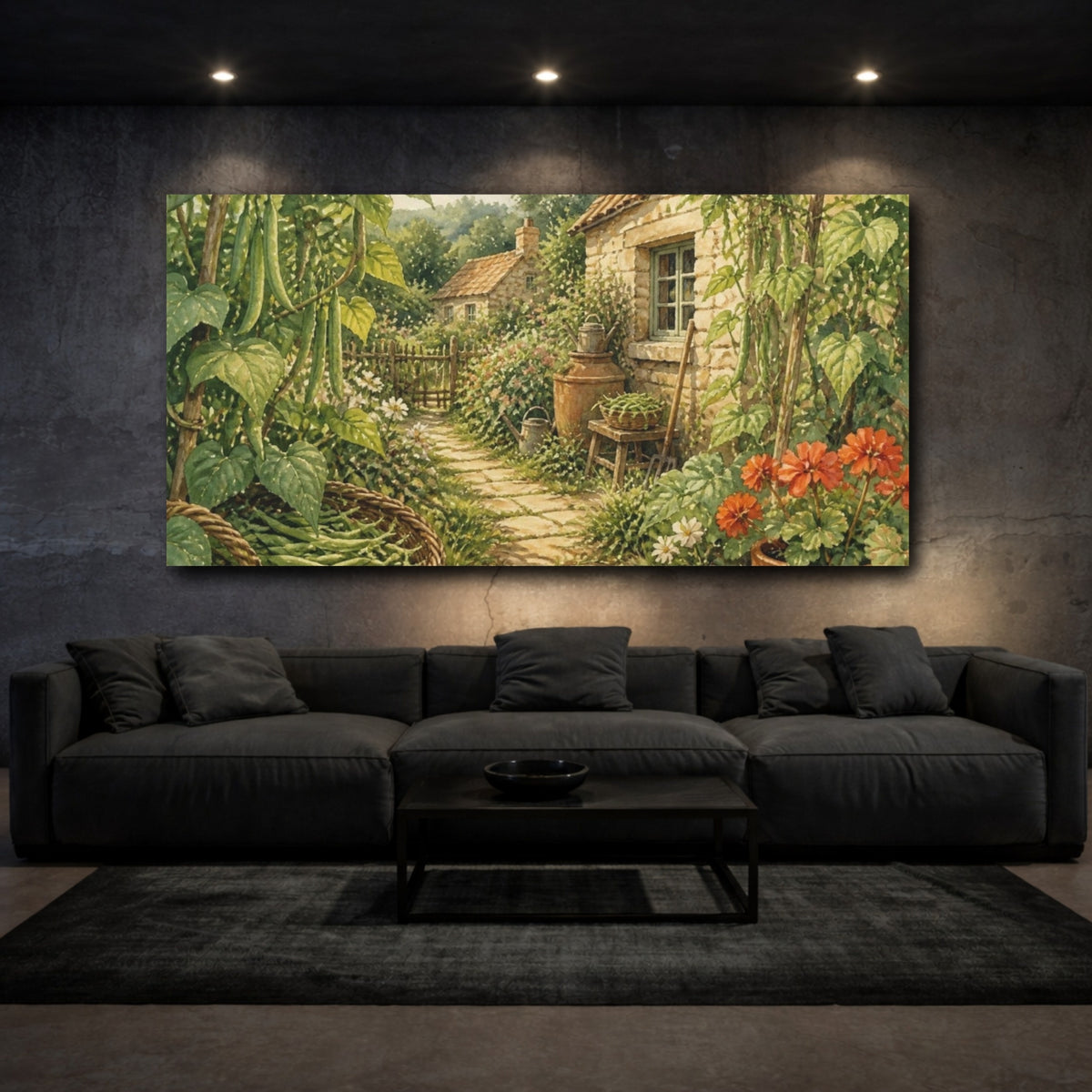 Mockup 3. Rustic Cottage Garden Path shown as canvas print