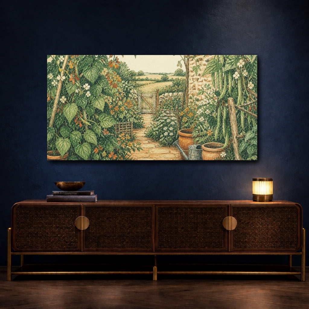 Mockup 4. Rustic Cottage Garden Path shown as canvas print