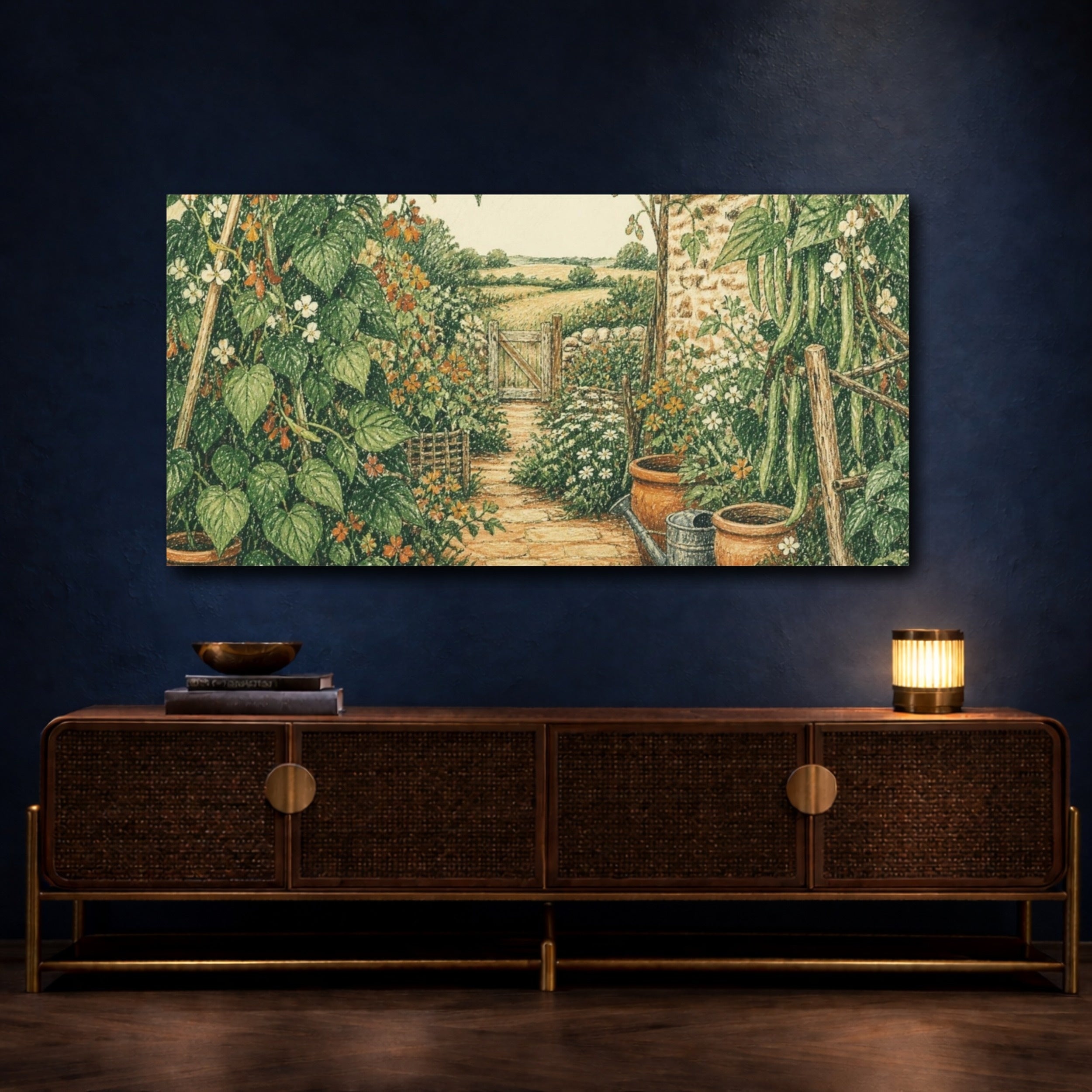 Mockup 4. Rustic Cottage Garden Path shown as canvas print